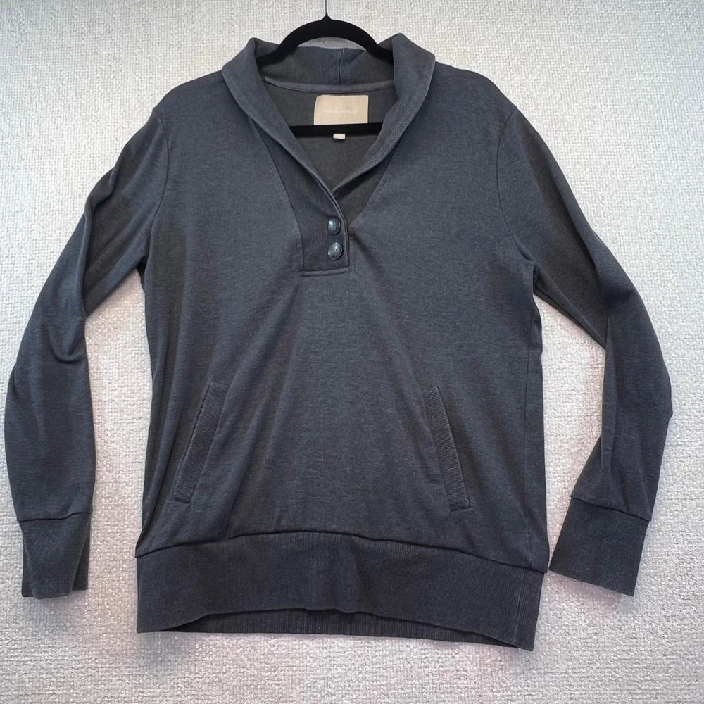 Banana Republic Mens Gray Shawl Collar Pullover‎ Sweatshirt Lounge Top